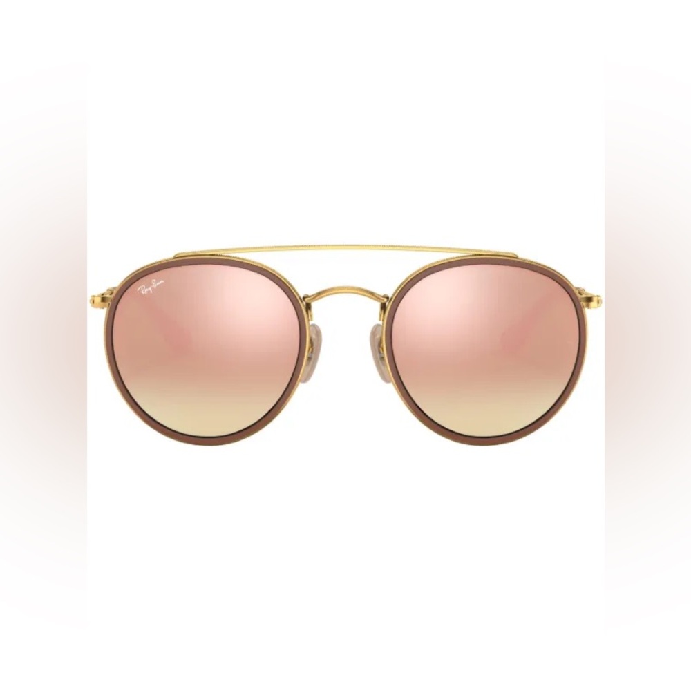 Round Double Bridge Gold & Brown sunglasses